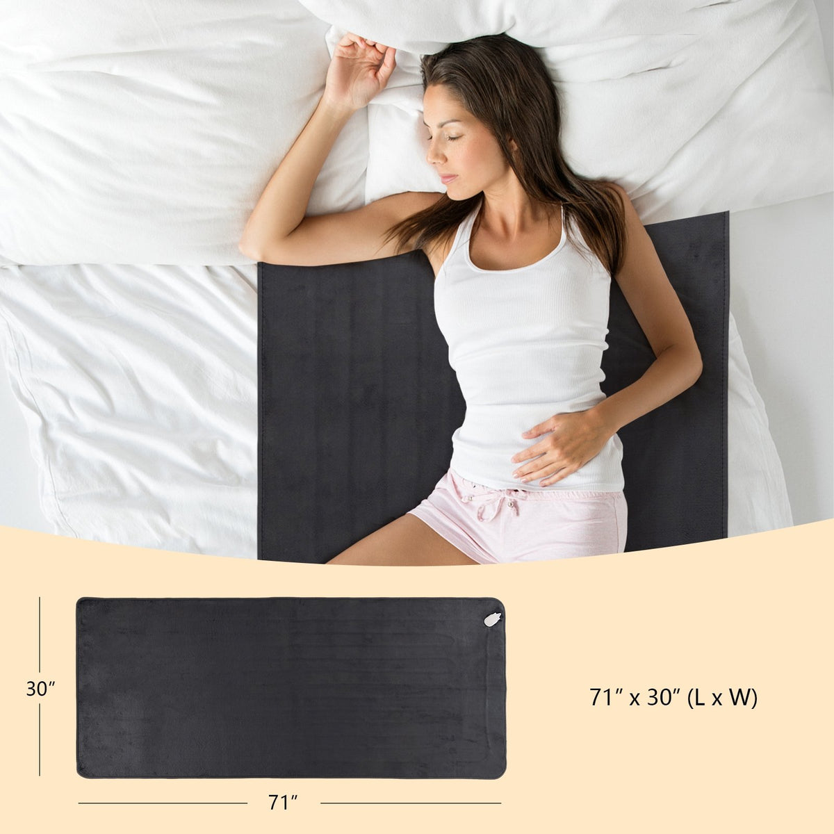 Electric Heated Mattress Pad with 5 Heating Levels and Overheat Protection-Gray view 5
