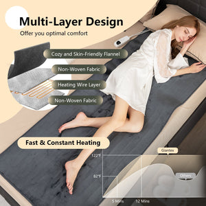 Electric Heated Mattress Pad with 5 Heating Levels and Overheat Protection-Gray view 7