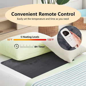 Electric Heated Mattress Pad with 5 Heating Levels and Overheat Protection-Gray view 8