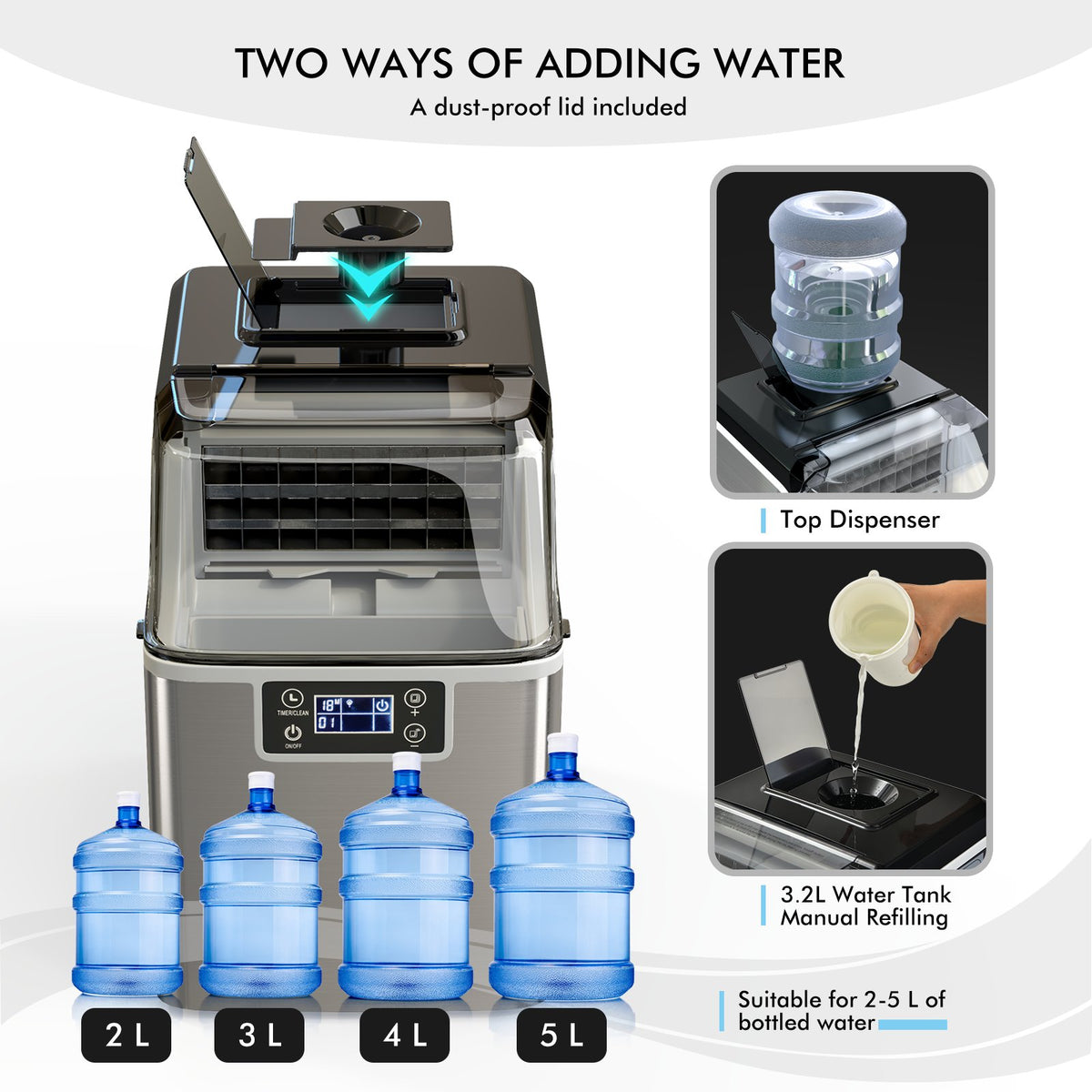 Electric Portable Countertop Ice Maker with Ice Scoop and Basket-Sliver view 6