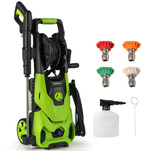 2150PSI Electric Pressure Washer 1.2GPM with 4 Quick Connect Nozzles and Foam Cannon-Green view 3