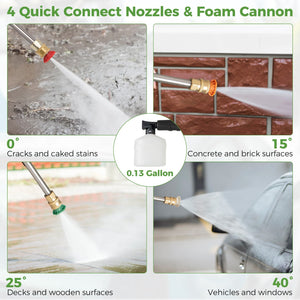 2150PSI Electric Pressure Washer 1.2GPM with 4 Quick Connect Nozzles and Foam Cannon-Green view 6