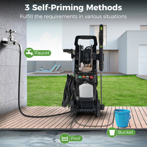 2150PSI Electric Pressure Washer 1.2GPM with 4 Quick Connect Nozzles and Foam Cannon-Green view 7