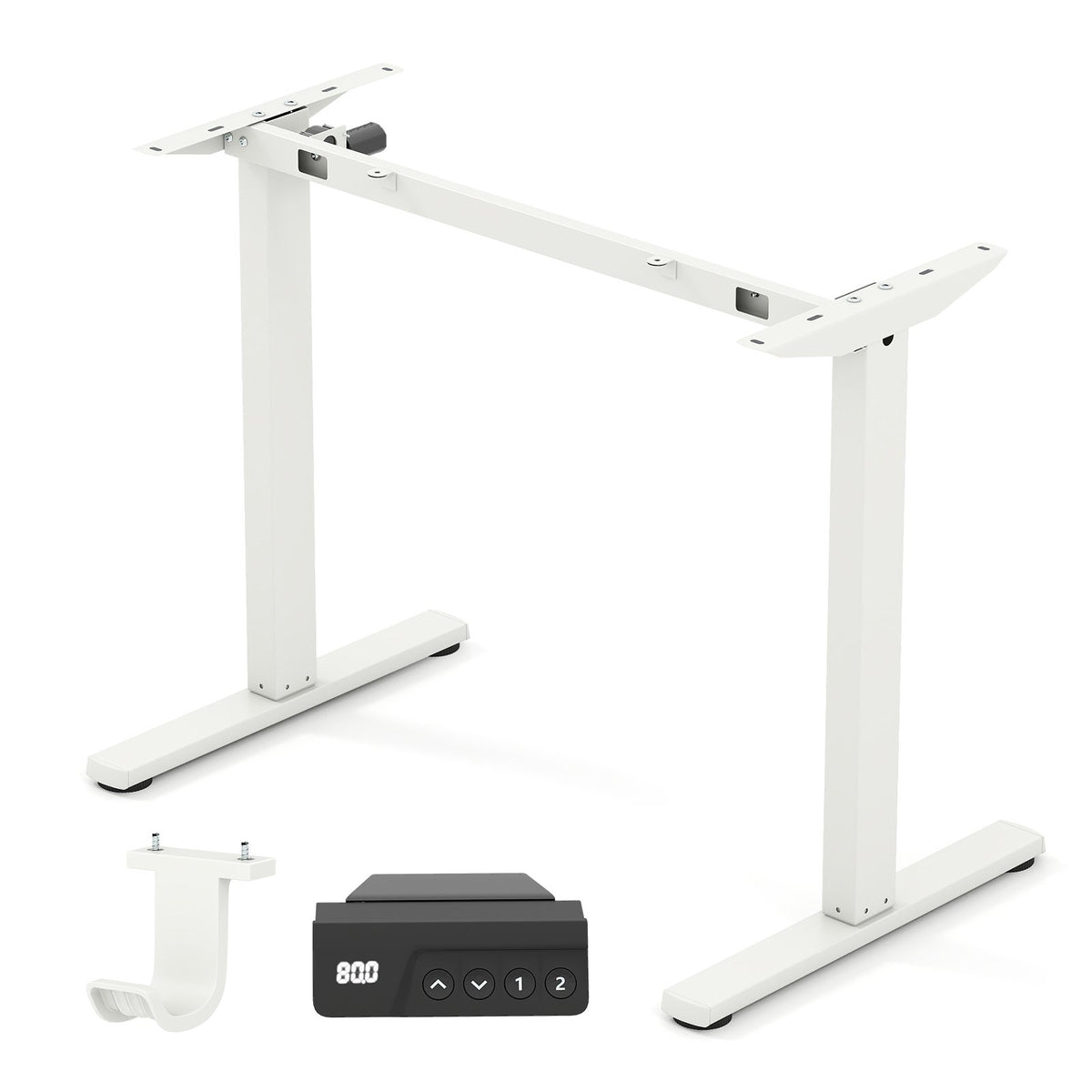 Electric Standing Desk Frame Height Adjustable Computer Desk Base with LED Display-White