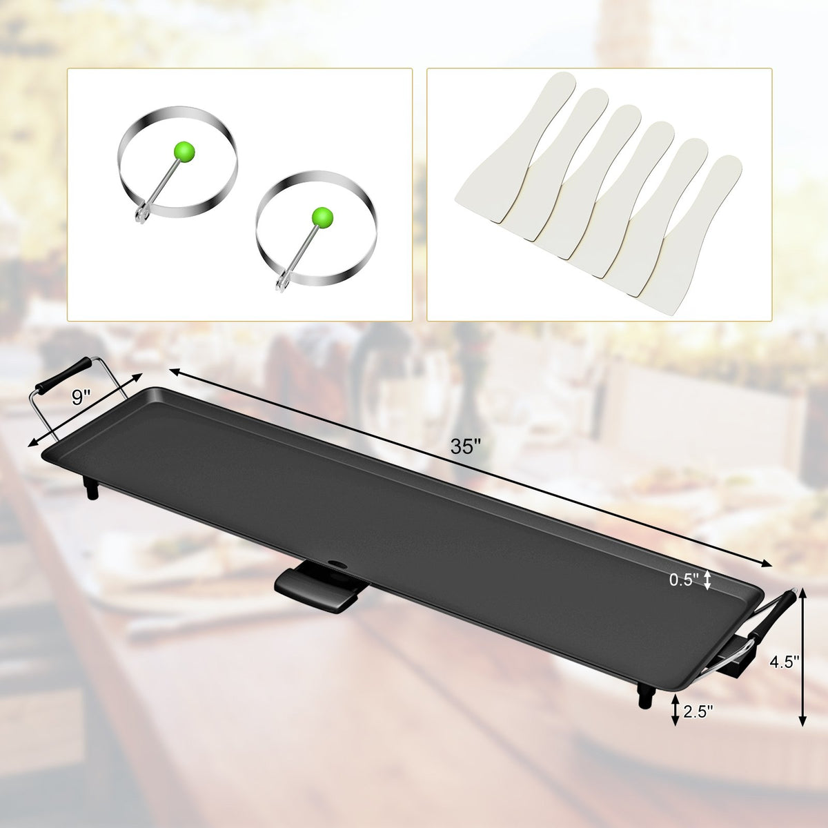 35 Inch Costway Electric Griddle Teppanyaki Grill with Adjustable Temperature view 5