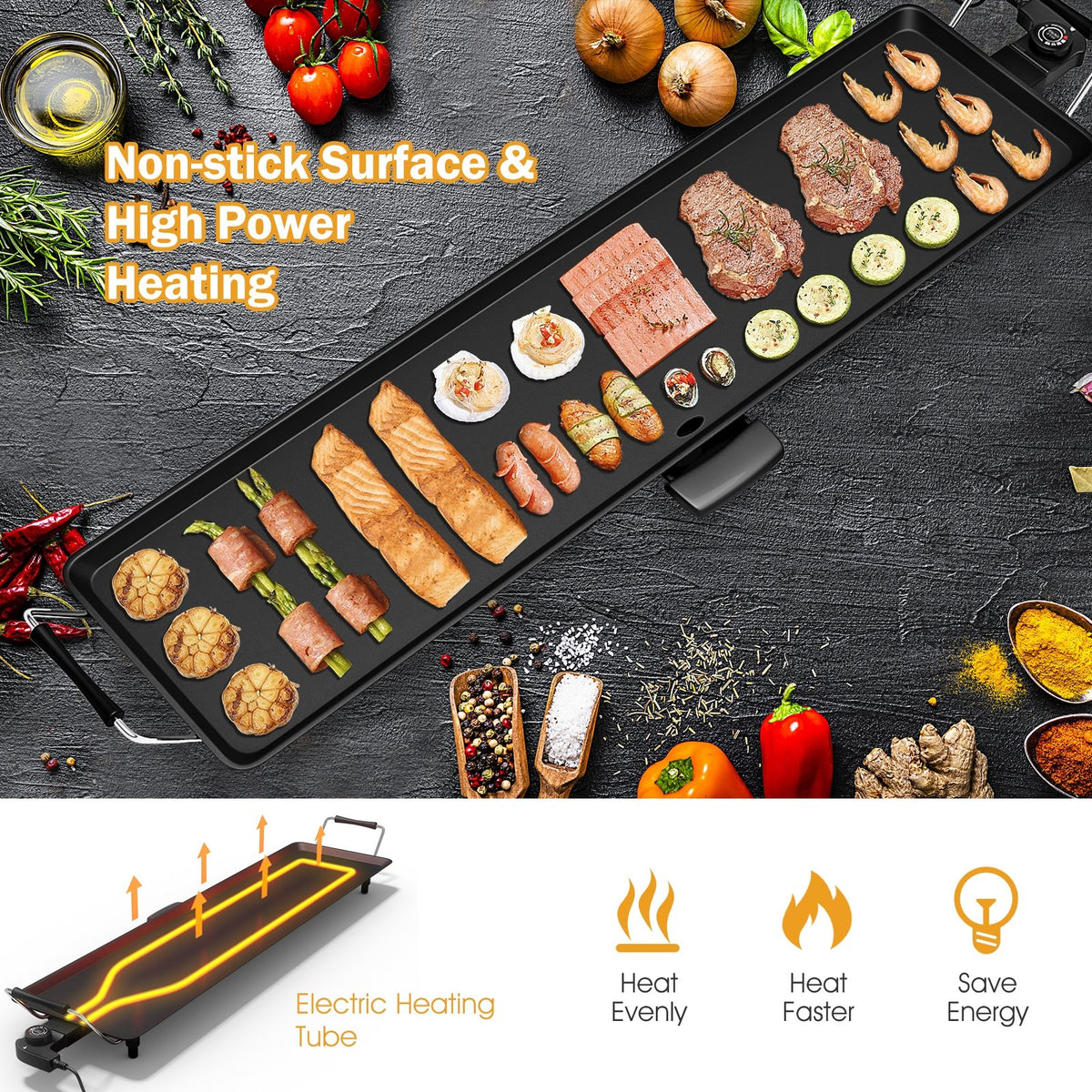 35 Inch Costway Electric Griddle Teppanyaki Grill with Adjustable Temperature view 8