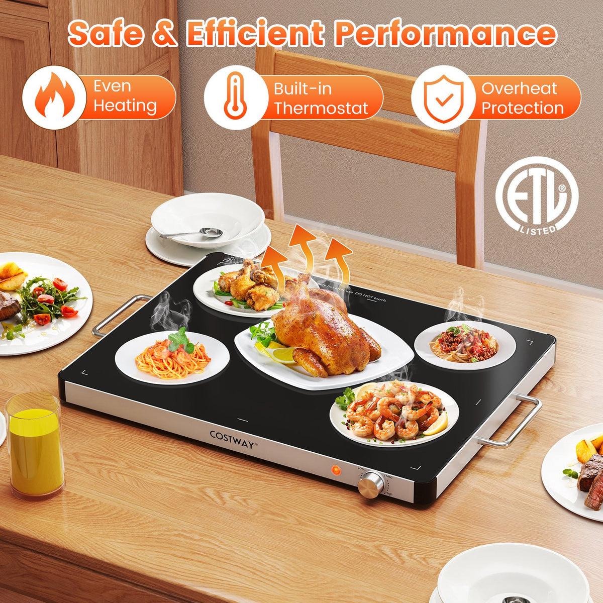 Electric Warming Food Warmer with Adjustable Temperature Control and Overheat Protection view 6