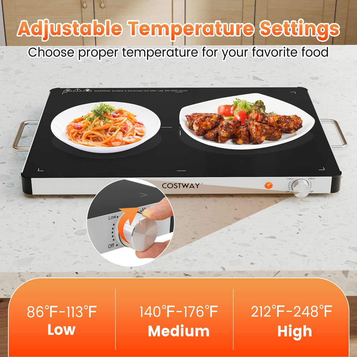 Electric Warming Food Warmer with Adjustable Temperature Control and Overheat Protection view 7
