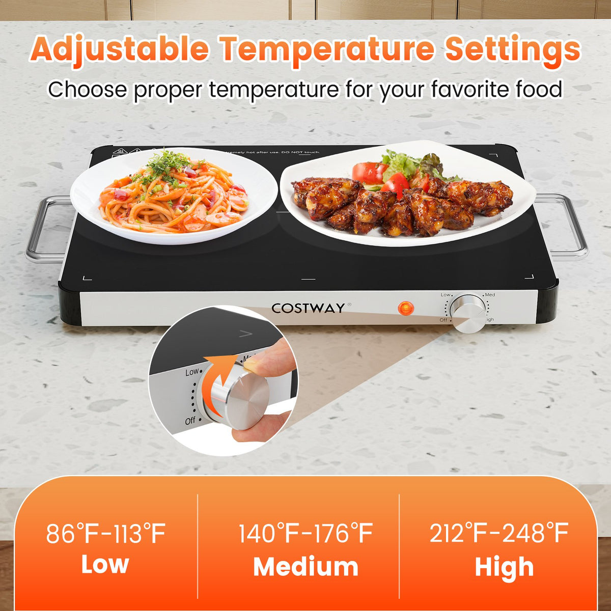 Electric Warming Tray Food Warmer with Adjustable Temperature Control view 8