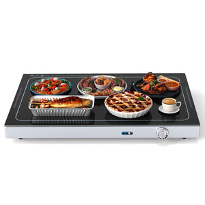 Electric Warming Tray with Adjustable Temperature and Built-In Handles Tempered Glass view 4