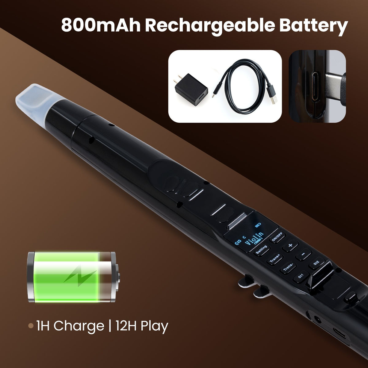 Electronic Wind Instrument Synthesizer Rechargeable Digital Saxophone-Black view 9