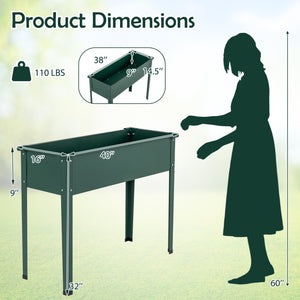 Elevated Metal Raised Garden Bed with Legs and Drainage Holes-Green view 5