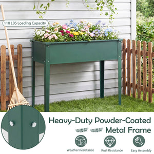 Elevated Metal Raised Garden Bed with Legs and Drainage Holes-Green view 8