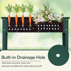 Elevated Metal Raised Garden Bed with Legs and Drainage Holes-Green view 9