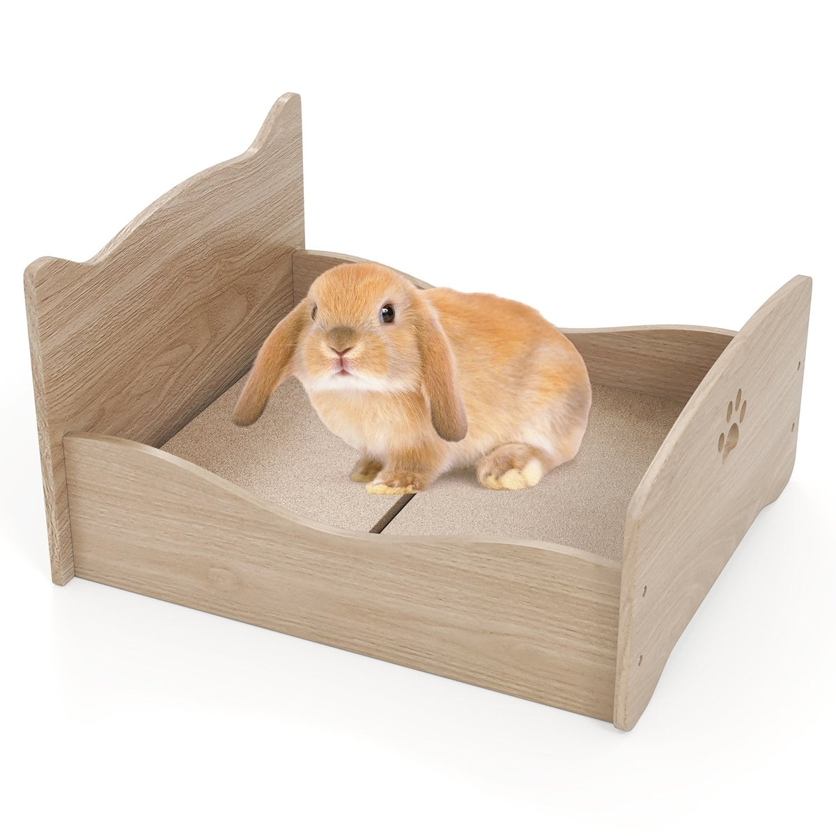 Elevated Pet Bed Frame with Rails and Cute Headboards-Walnut view 4