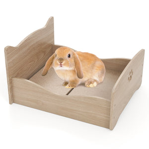 Elevated Pet Bed Frame with Rails and Cute Headboards-Walnut view 4