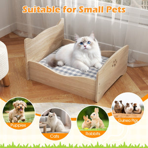 Elevated Pet Bed Frame with Rails and Cute Headboards-Walnut view 8
