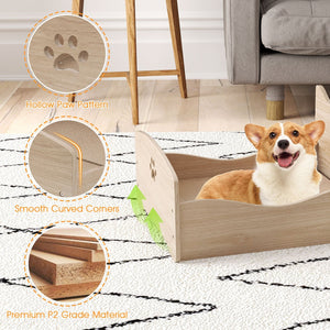 Elevated Pet Bed Frame with Rails and Cute Headboards-Walnut view 9