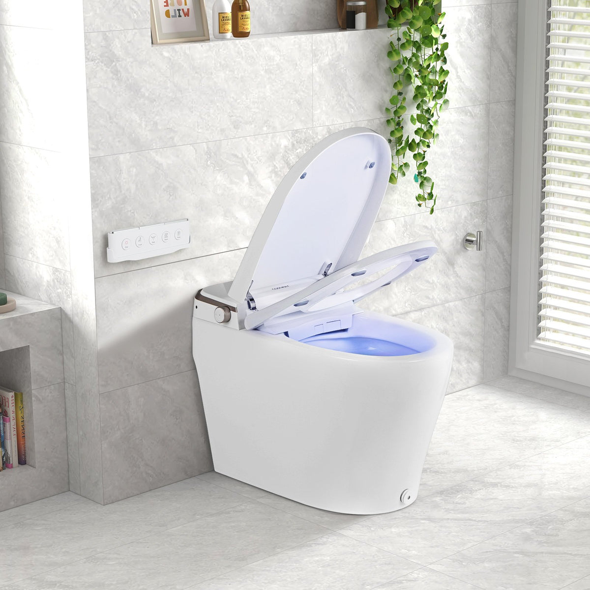 Elongated Bidet Toilet with Adjustable Heated Seat-White view 2