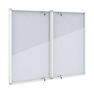 Enclosed Bulletin Board Lockable Cork Notice Board with Aluminum Frame-Sliver view 4