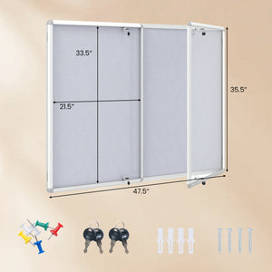 Enclosed Bulletin Board Lockable Cork Notice Board with Aluminum Frame-Sliver view 5