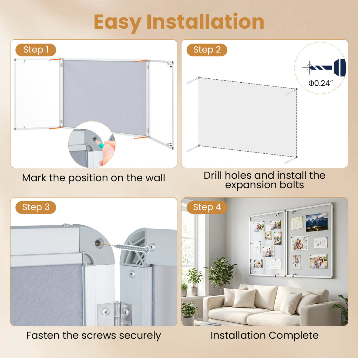 Enclosed Bulletin Board Lockable Cork Notice Board with Aluminum Frame-Sliver view 6