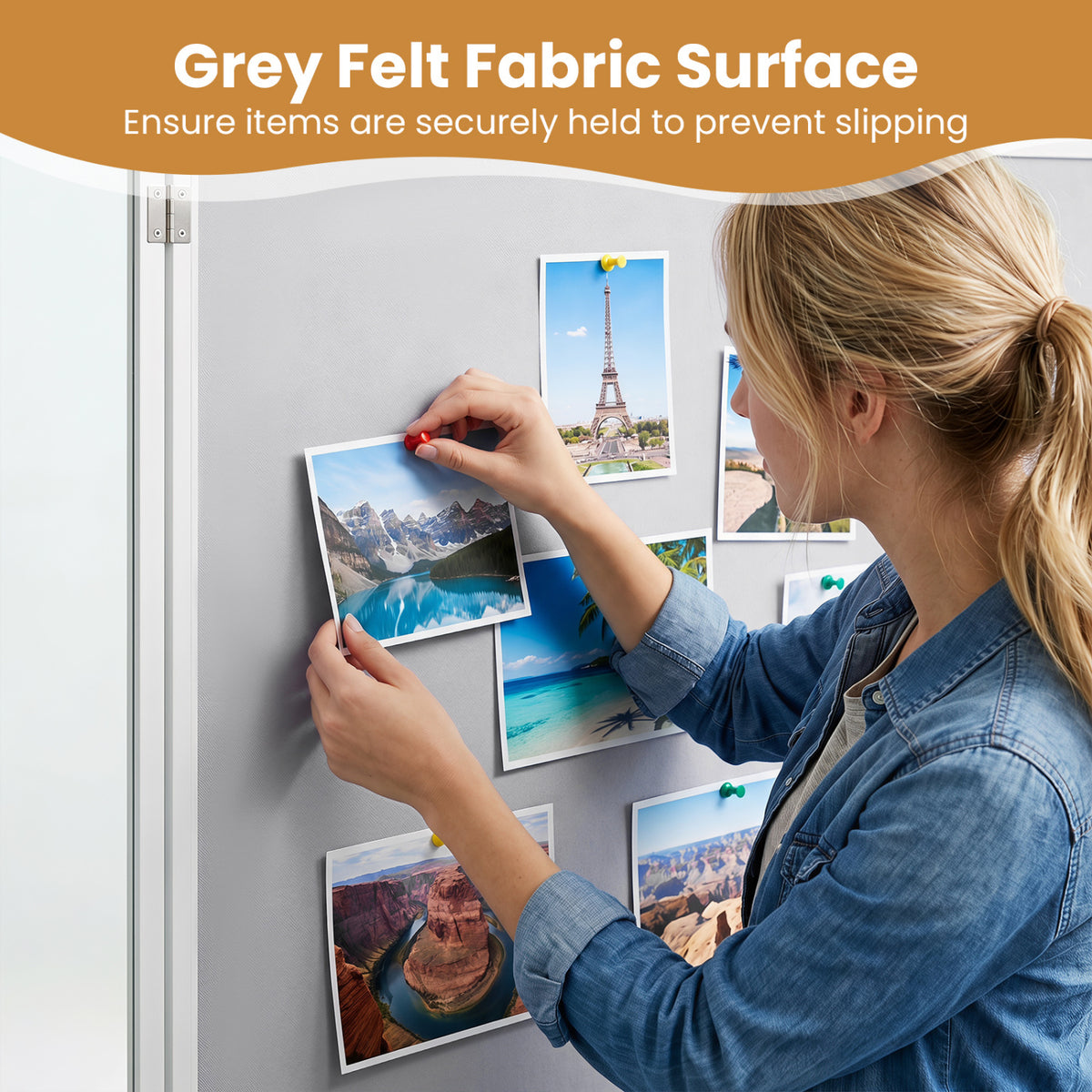 Enclosed Bulletin Board Lockable Cork Notice Board with Aluminum Frame-Sliver view 7
