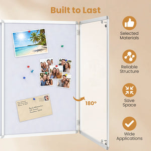 Enclosed Bulletin Board Lockable Cork Notice Board with Aluminum Frame-Sliver view 8