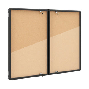 Enclosed Bulletin Board with Aluminum Frame and Felt Surface for Office-Black view 4