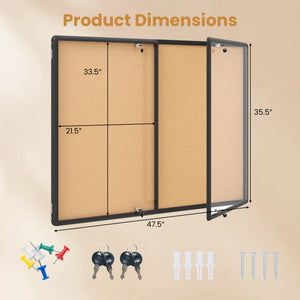 Enclosed Bulletin Board with Aluminum Frame and Felt Surface for Office-Black view 5