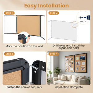 Enclosed Bulletin Board with Aluminum Frame and Felt Surface for Office-Black view 6