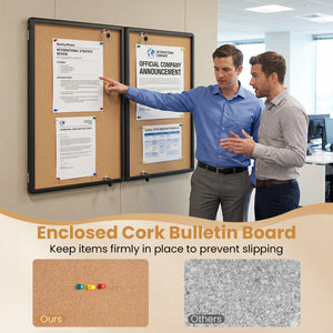 Enclosed Bulletin Board with Aluminum Frame and Felt Surface for Office-Black view 7