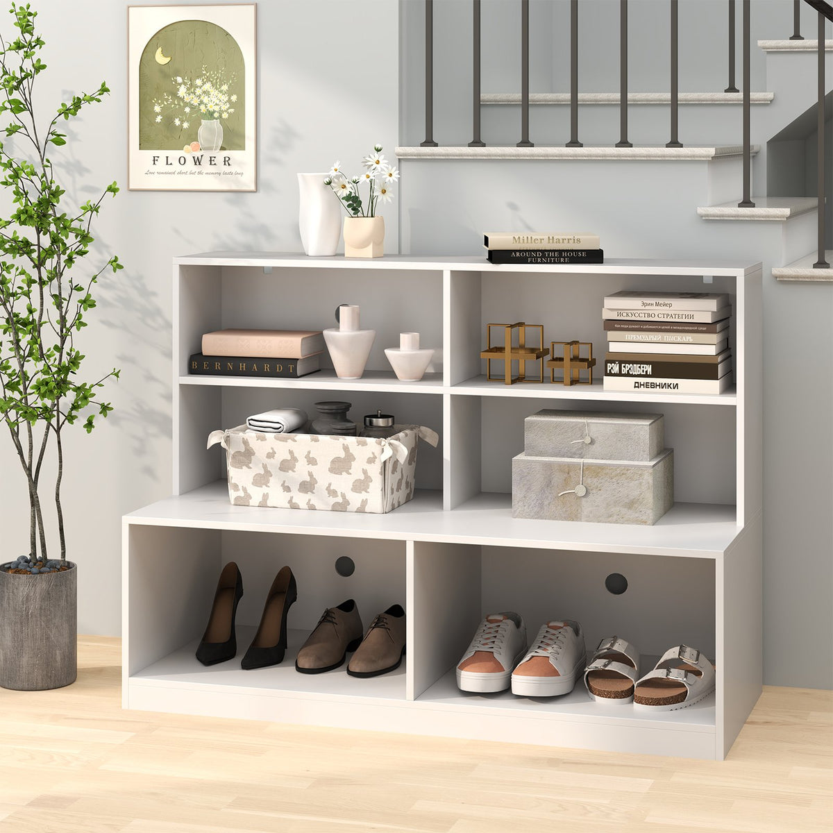 Entryway Shoe Cabinet with 2 Anti-tipping Kits-White view 3