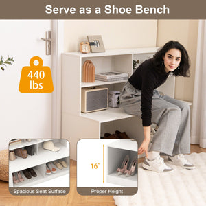 Entryway Shoe Cabinet with 2 Anti-tipping Kits-White view 8
