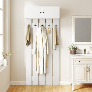 Entryway Wall Coat Rack Wall Mounted Coat Clothes Rack-White view 3
