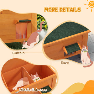 Outdoor Insulated Cat House with Asphalt Roof, Removable Floor, for Cats, Small Animals