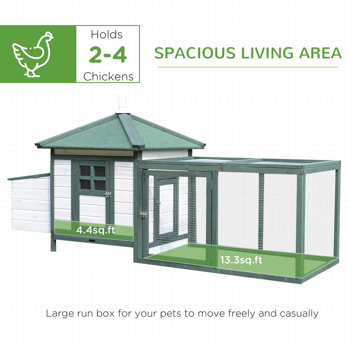 77" Chicken Coop Hen House Rabbit Hutch Poultry Cage Pen Outdoor Backyard with Nesting Box Run Natural – view 11