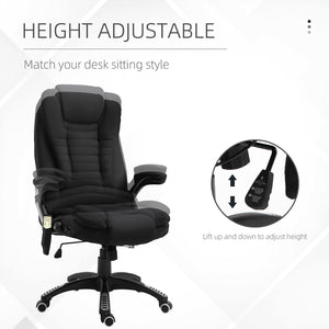 Ergonomic Office Chair Large Leather Massage Executive High Back Reclining Swivel Wheels Black
