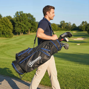 Ultra-Lightweight Golf Stand Bag with 6-Way Dividers and Cooler Pocket, All-Weather Men's Golf Bag, Blue
