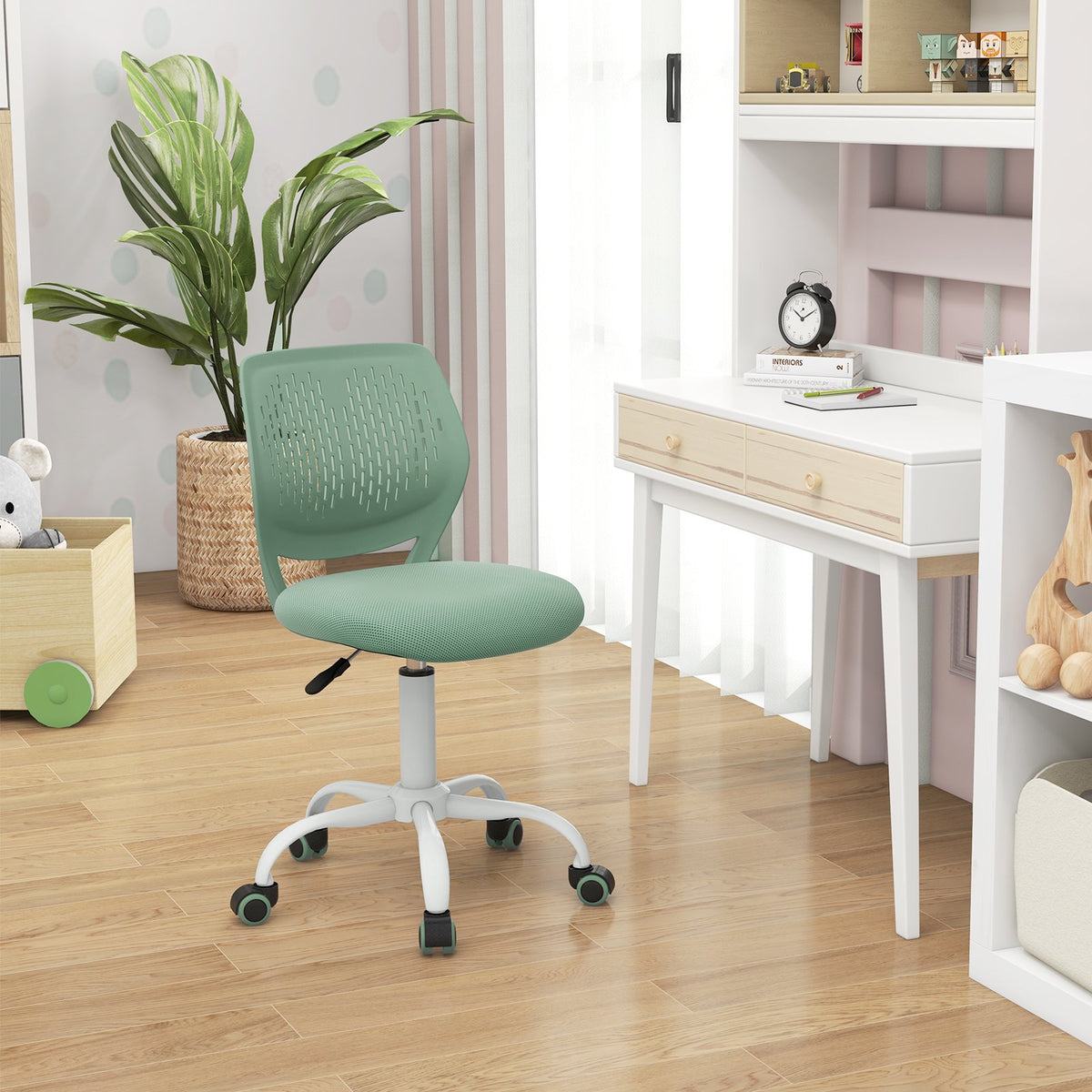 Ergonomic Children Study Chair with Adjustable Height-Green view 2