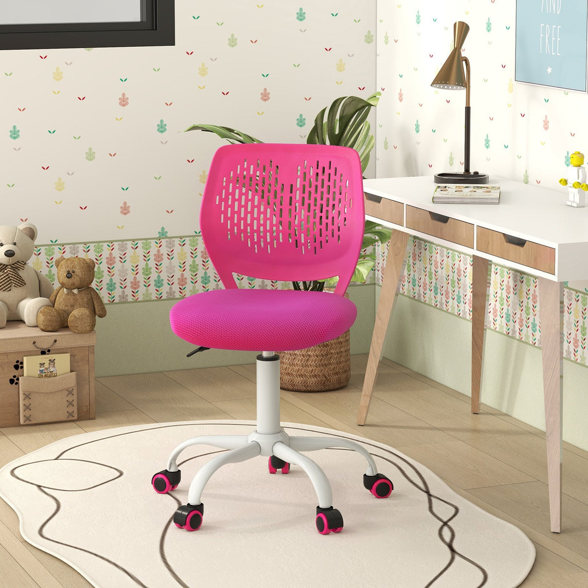 Ergonomic Children Study Chair with Adjustable Height-Pink view 2