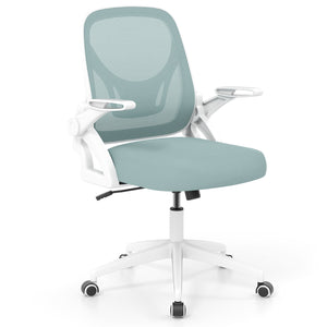 Ergonomic Computer Desk Chair with Lumbar Support and Flip-up Arms-Light Blue