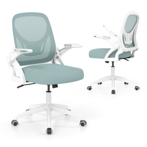 Ergonomic Computer Desk Chair with Lumbar Support and Flip-up Arms-Light Blue view 4