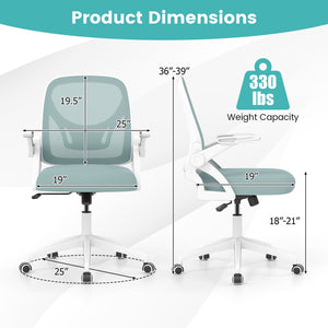 Ergonomic Computer Desk Chair with Lumbar Support and Flip-up Arms-Light Blue view 5