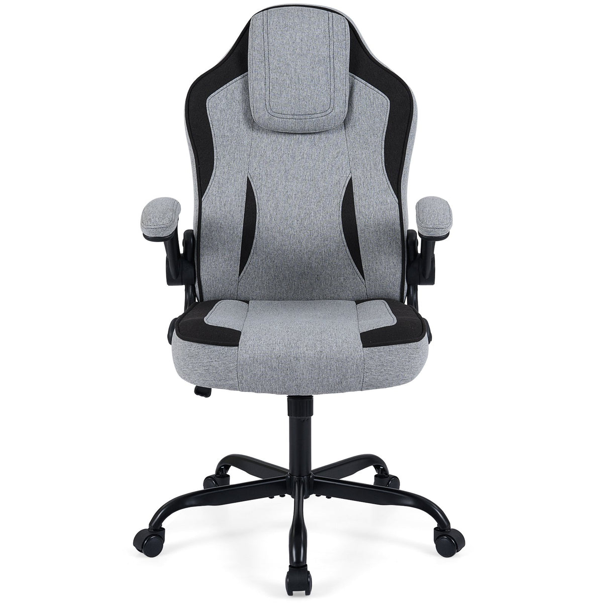 Ergonomic Computer Office Chair with 90° Flip-up Armrests-Gray view 4