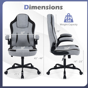 Ergonomic Computer Office Chair with 90° Flip-up Armrests-Gray view 5