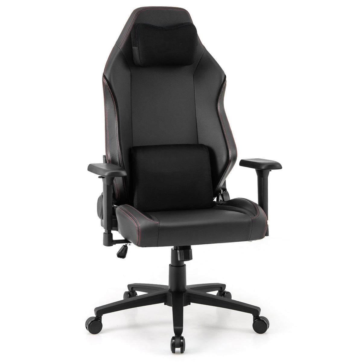 Ergonomic High Back Computer Chair with Magnetic Headrest and Lumbar Pillow-Black