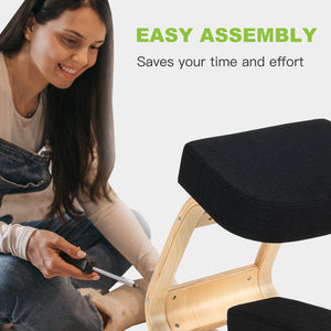Ergonomic Kneeling Chair Rocking Office Desk Stool Upright Posture-Black view 2