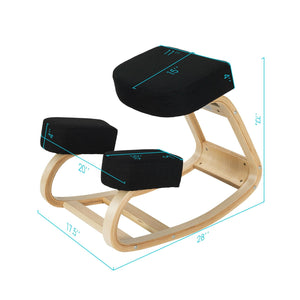 Ergonomic Kneeling Chair Rocking Office Desk Stool Upright Posture-Black view 4
