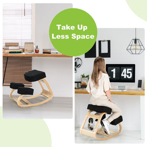 Ergonomic Kneeling Chair Rocking Office Desk Stool Upright Posture-Black view 8